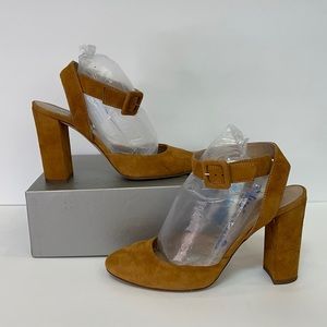 J. Crew Suede Block Heels with Ankle Strap 6.5